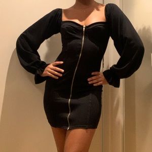 Pretty little thing black long sleeve mini dress